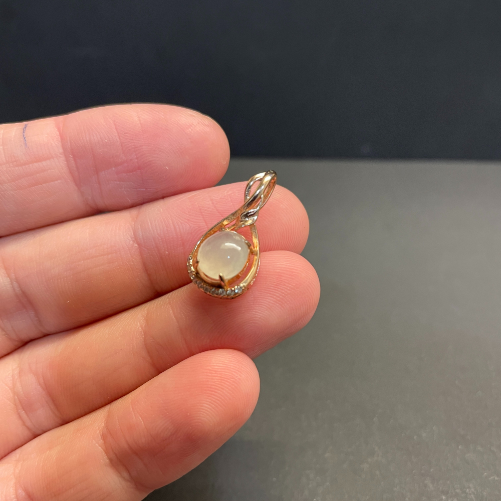 瀚玉珠寶 天然翡翠 冰種蛋面翡翠墜子 925純銀 玫瑰金色 天然A貨翡翠緬甸玉-細節圖3