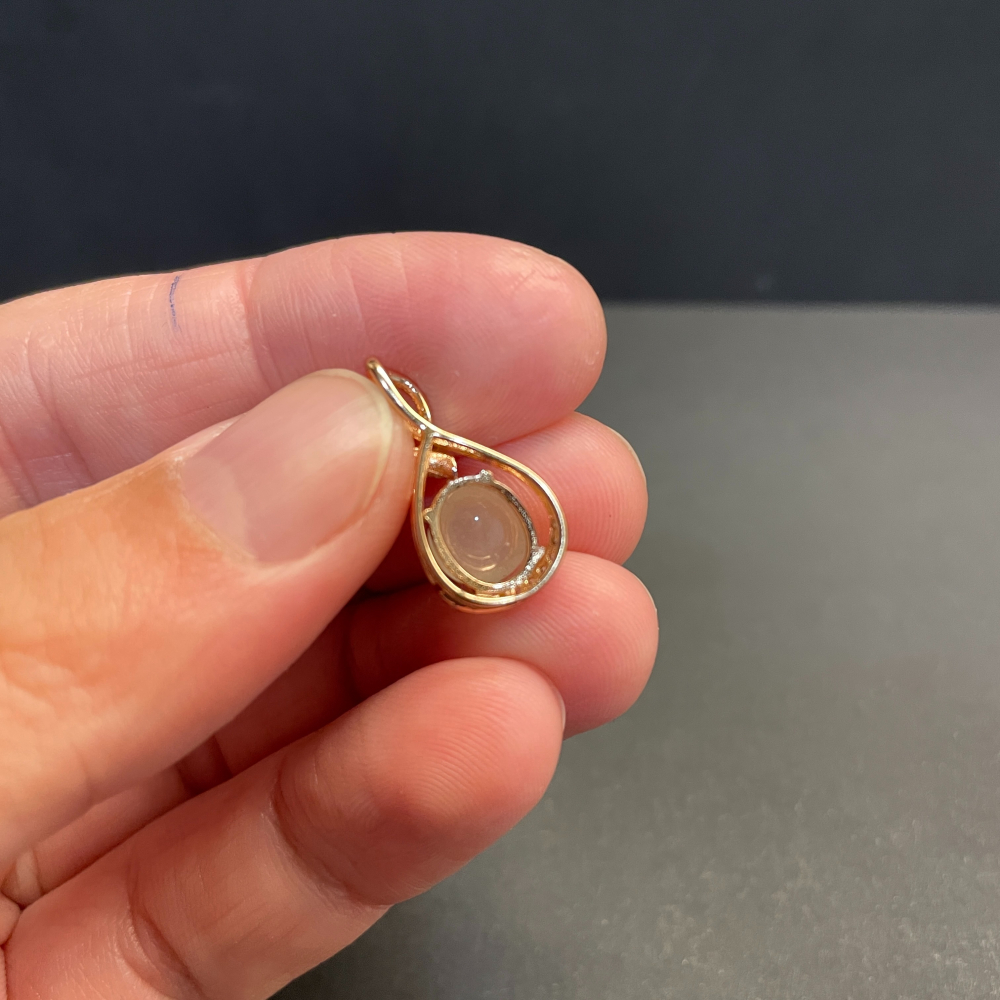 瀚玉珠寶 天然翡翠 冰種蛋面翡翠墜子 925純銀 玫瑰金色 天然A貨翡翠緬甸玉-細節圖4