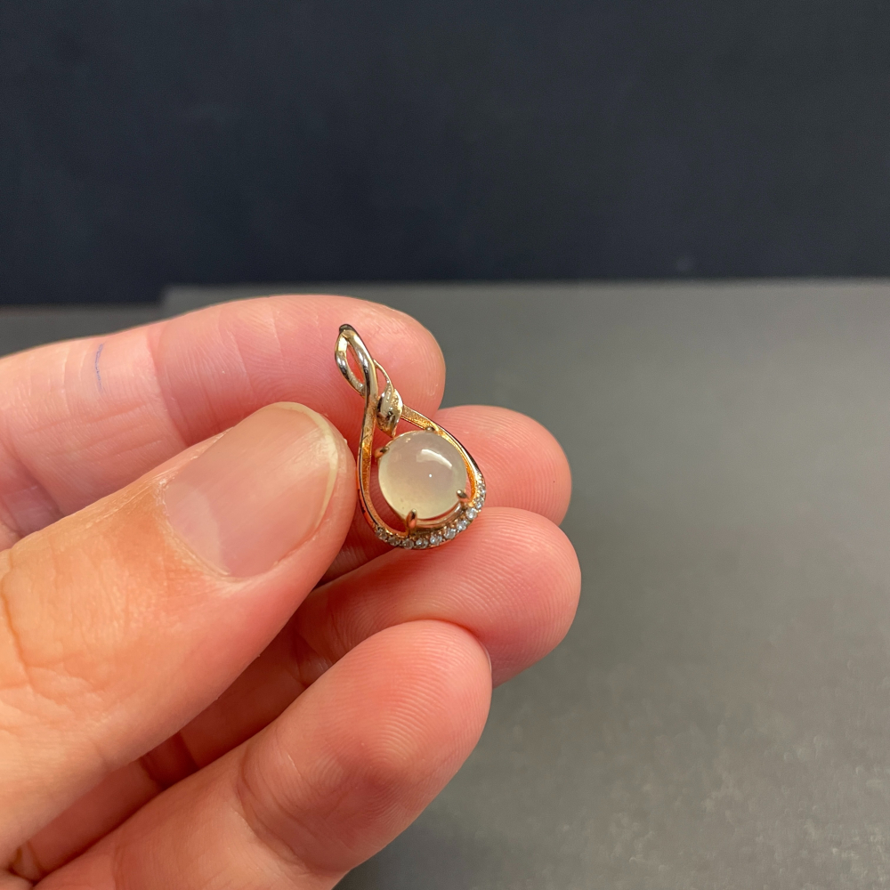 瀚玉珠寶 天然翡翠 冰種蛋面翡翠墜子 925純銀 玫瑰金色 天然A貨翡翠緬甸玉-細節圖6