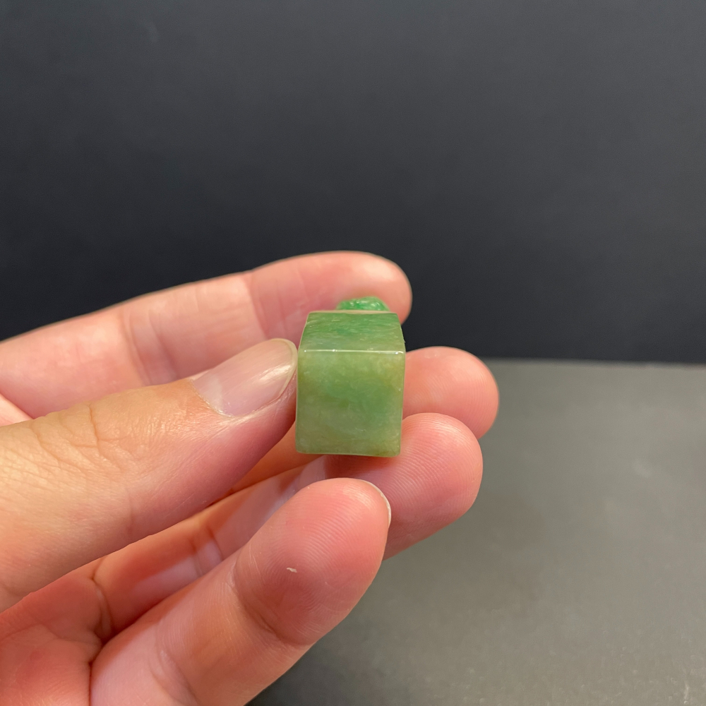 瀚玉珠寶 老三彩貔貅印章 天然翡翠印章 方章 緬甸玉印 印紐 三彩翡翠 貔貅招財-細節圖8