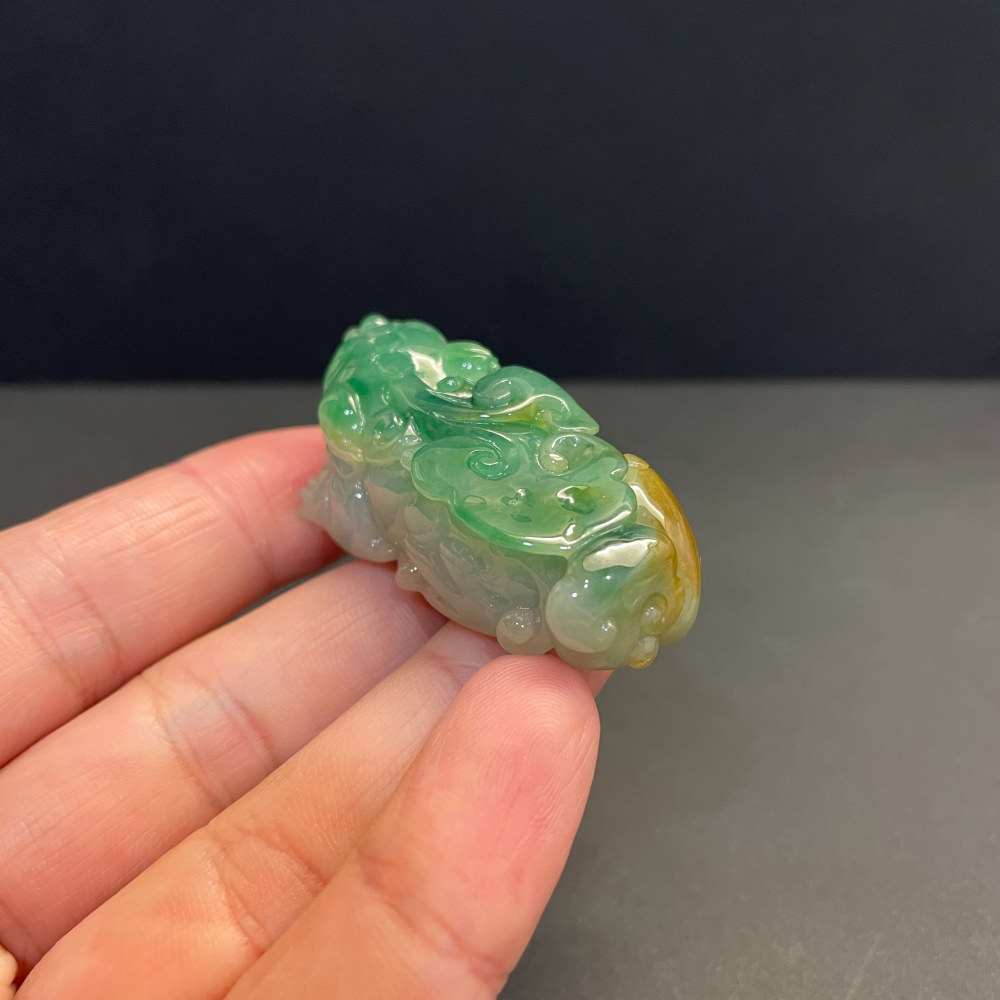 瀚玉珠寶 老三彩貔貅翡翠 三彩翡翠 貔貅 招財避邪 天然緬甸玉A貨-細節圖2