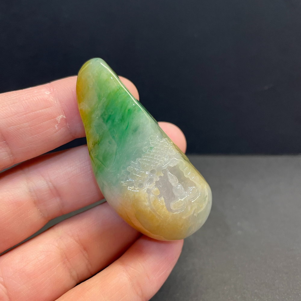 瀚玉珠寶 天然A貨翡翠 三彩翡翠悟道 山水 老三彩 天然緬甸玉 正宗老三彩-細節圖2