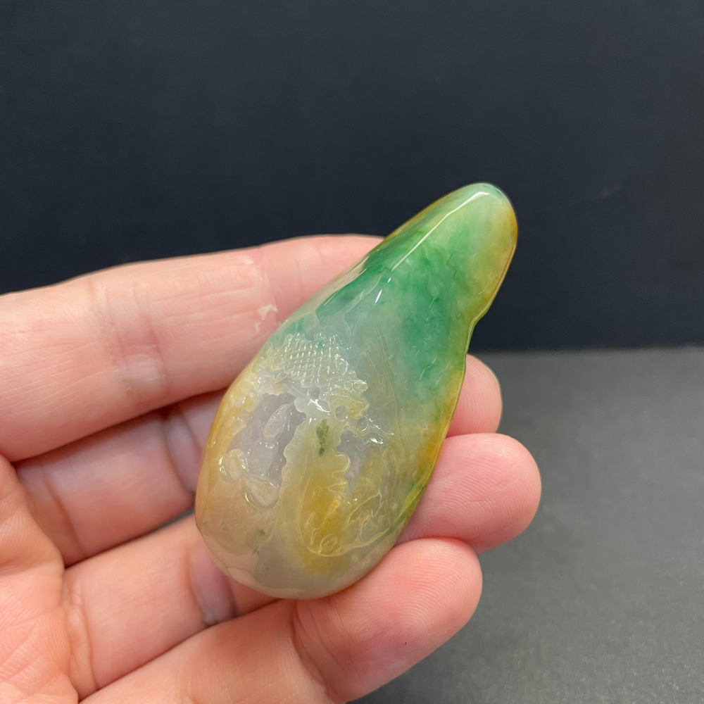 瀚玉珠寶 天然A貨翡翠 三彩翡翠悟道 山水 老三彩 天然緬甸玉 正宗老三彩-細節圖3