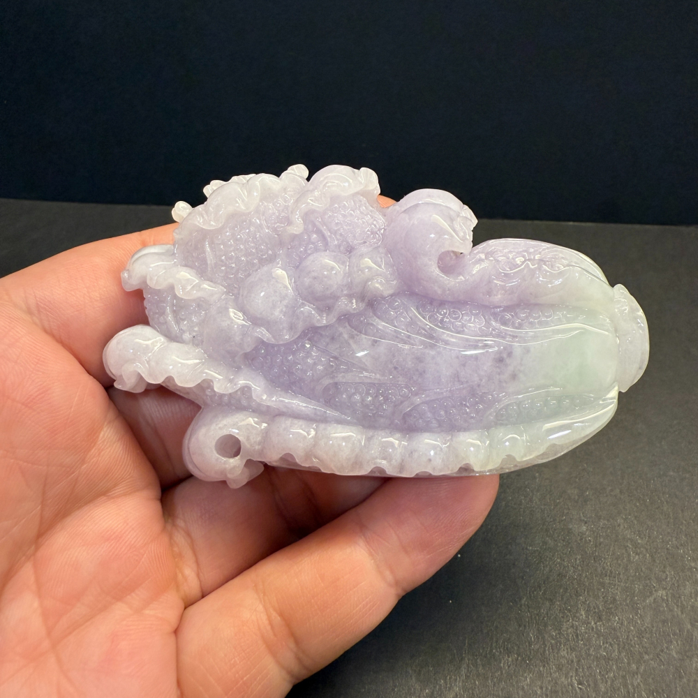 瀚玉珠寶 天然翡翠 紫羅蘭白菜擺件 百財 發財 翡翠白菜翡翠 天然緬甸玉A貨-細節圖2