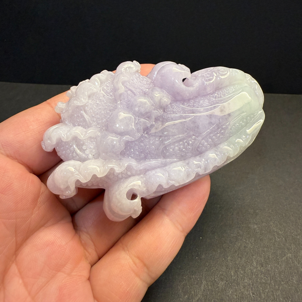 瀚玉珠寶 天然翡翠 紫羅蘭白菜擺件 百財 發財 翡翠白菜翡翠 天然緬甸玉A貨-細節圖3