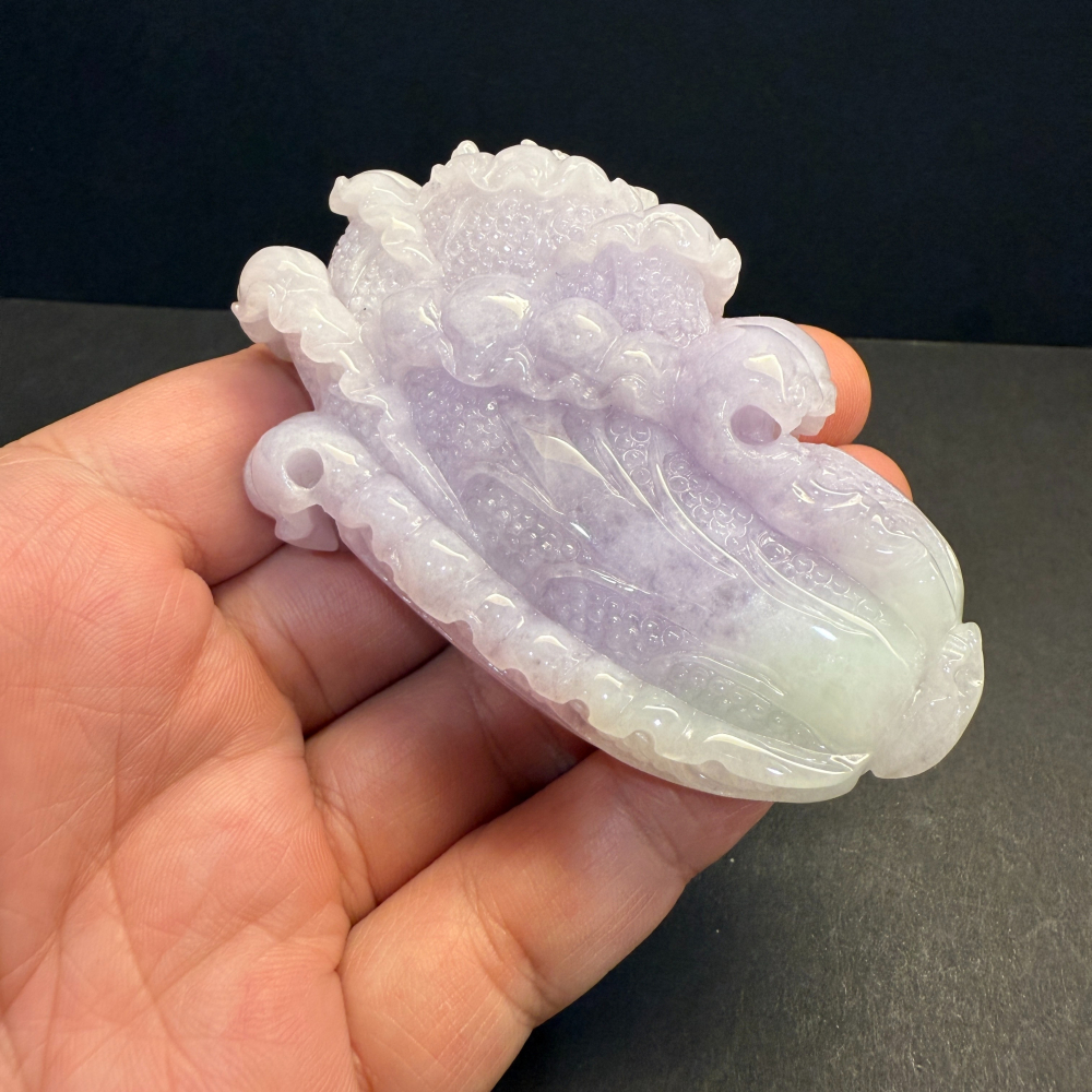 瀚玉珠寶 天然翡翠 紫羅蘭白菜擺件 百財 發財 翡翠白菜翡翠 天然緬甸玉A貨-細節圖4