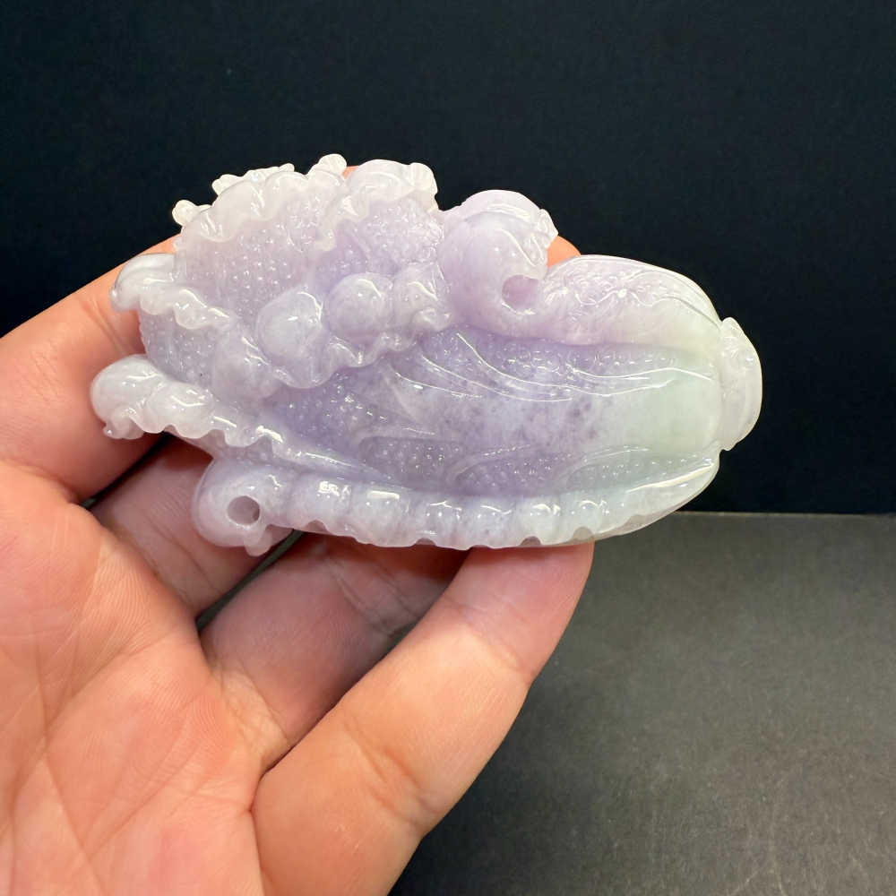 瀚玉珠寶 天然翡翠 紫羅蘭白菜擺件 百財 發財 翡翠白菜翡翠 天然緬甸玉A貨-細節圖5