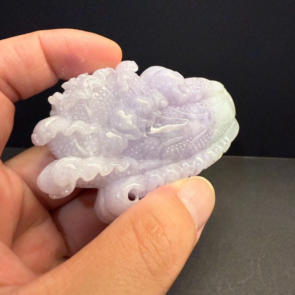 瀚玉珠寶 天然翡翠 紫羅蘭白菜擺件 百財 發財 翡翠白菜翡翠 天然緬甸玉A貨-細節圖6