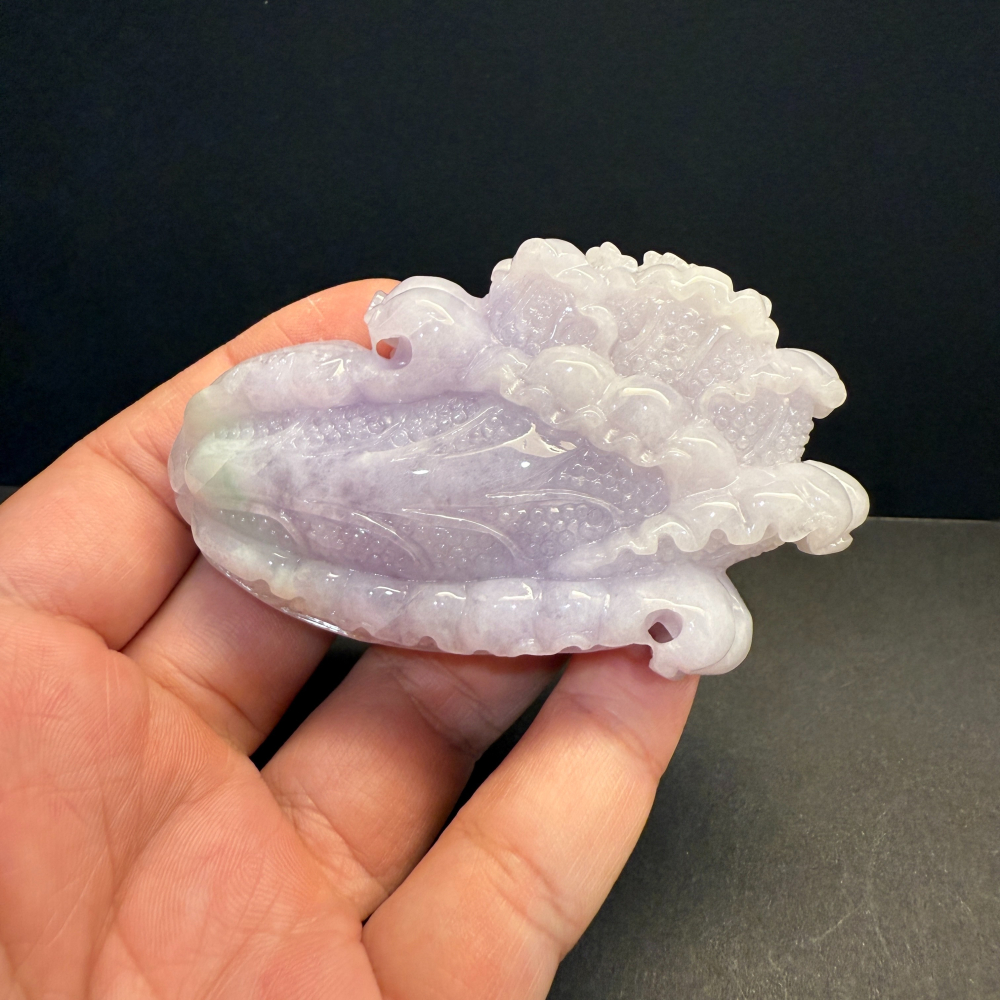 瀚玉珠寶 天然翡翠 紫羅蘭白菜擺件 百財 發財 翡翠白菜翡翠 天然緬甸玉A貨-細節圖7