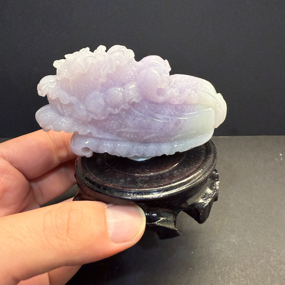 瀚玉珠寶 天然翡翠 紫羅蘭白菜擺件 百財 發財 翡翠白菜翡翠 天然緬甸玉A貨-細節圖9