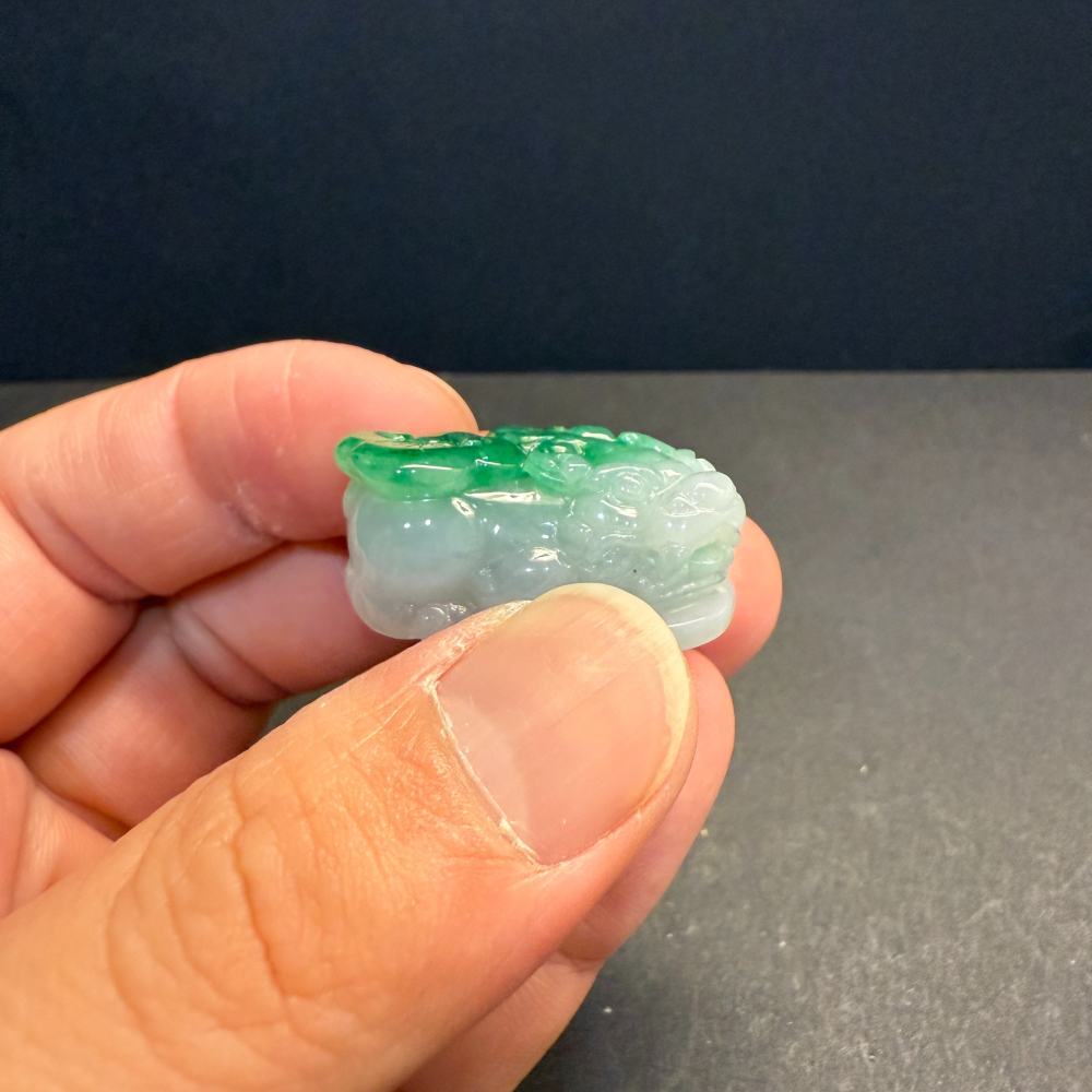 瀚玉珠寶 天然翡翠 老坑綠貔貅翡翠 十分搶眼嬌豔的綠色 天然A貨緬甸玉 招財避邪保平安-細節圖2