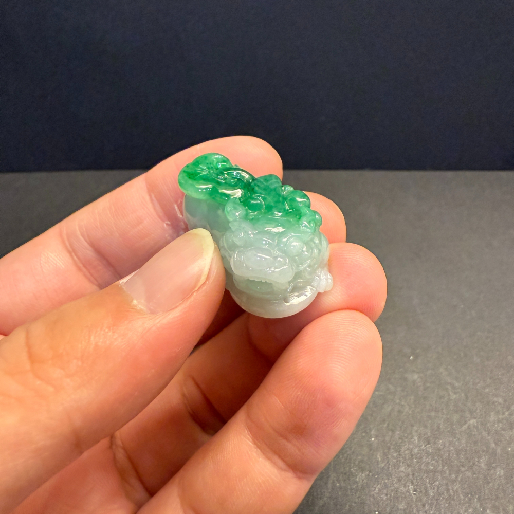 瀚玉珠寶 天然翡翠 老坑綠貔貅翡翠 十分搶眼嬌豔的綠色 天然A貨緬甸玉 招財避邪保平安-細節圖3