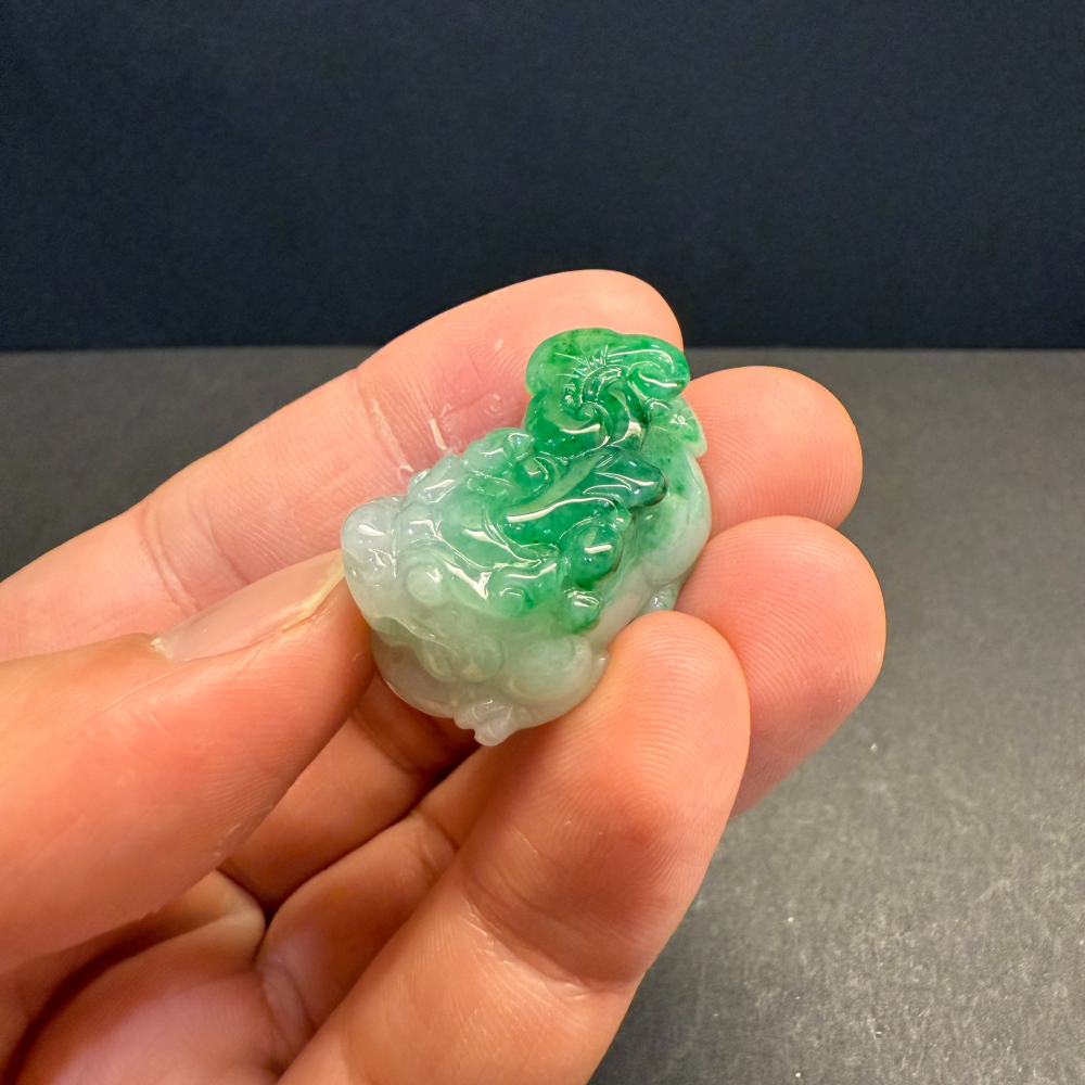 瀚玉珠寶 天然翡翠 老坑綠貔貅翡翠 十分搶眼嬌豔的綠色 天然A貨緬甸玉 招財避邪保平安-細節圖4