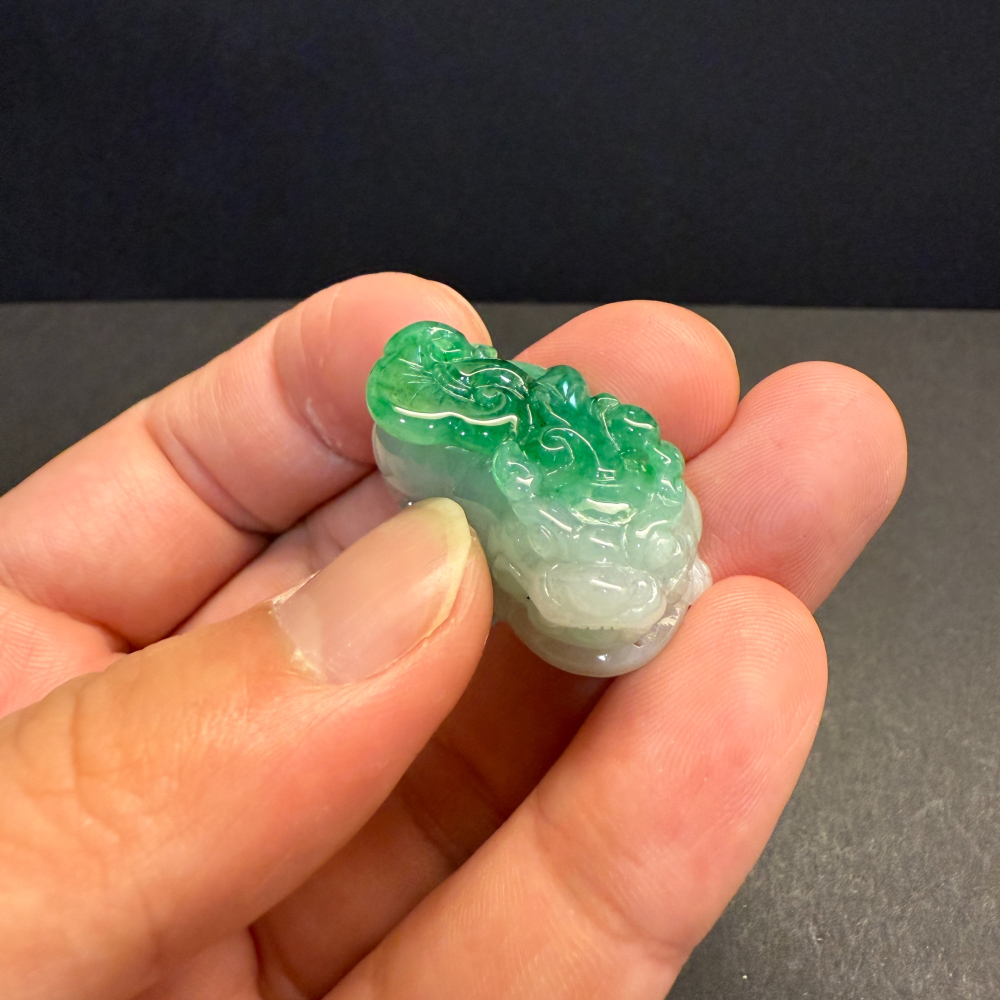 瀚玉珠寶 天然翡翠 老坑綠貔貅翡翠 十分搶眼嬌豔的綠色 天然A貨緬甸玉 招財避邪保平安-細節圖6