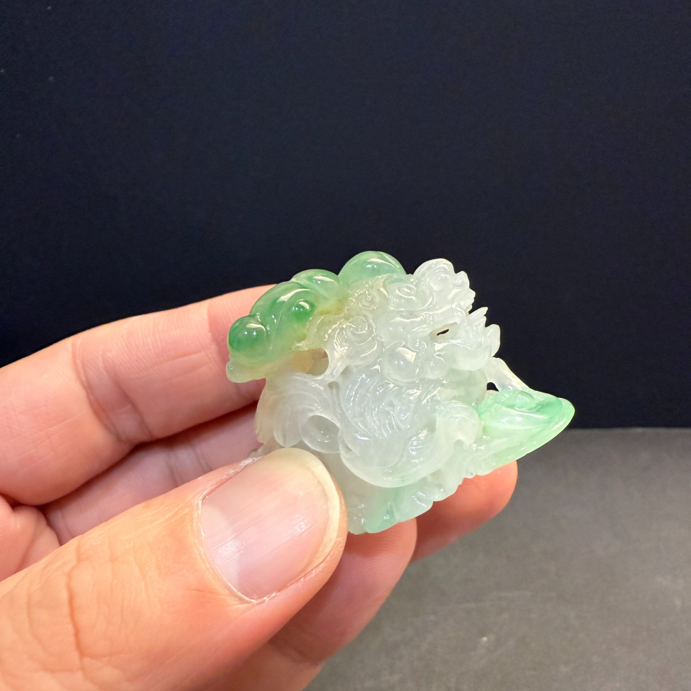 瀚玉珠寶 天然三彩翡翠 冰三彩貔貅擺件 冰種起光綠色搶眼 招財避邪 天然A貨緬甸玉 台北現貨-細節圖9