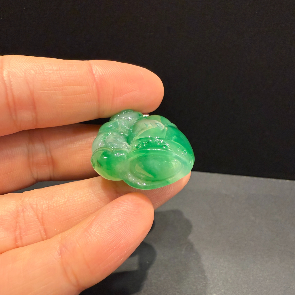 瀚玉珠寶 天然冰種緬甸翡翠 真鑽K金 熊熊抱竹節 節節高升 附上中國寶石鑑定證書-細節圖6