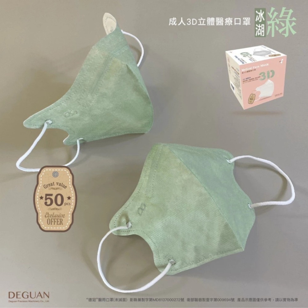 【德冠 零觸感3D立體口罩 成人/兒童】 20片 超柔不勒耳 無壓條設計 透氣親膚 服貼舒適 醫療口罩 輕薄超透氣-規格圖7