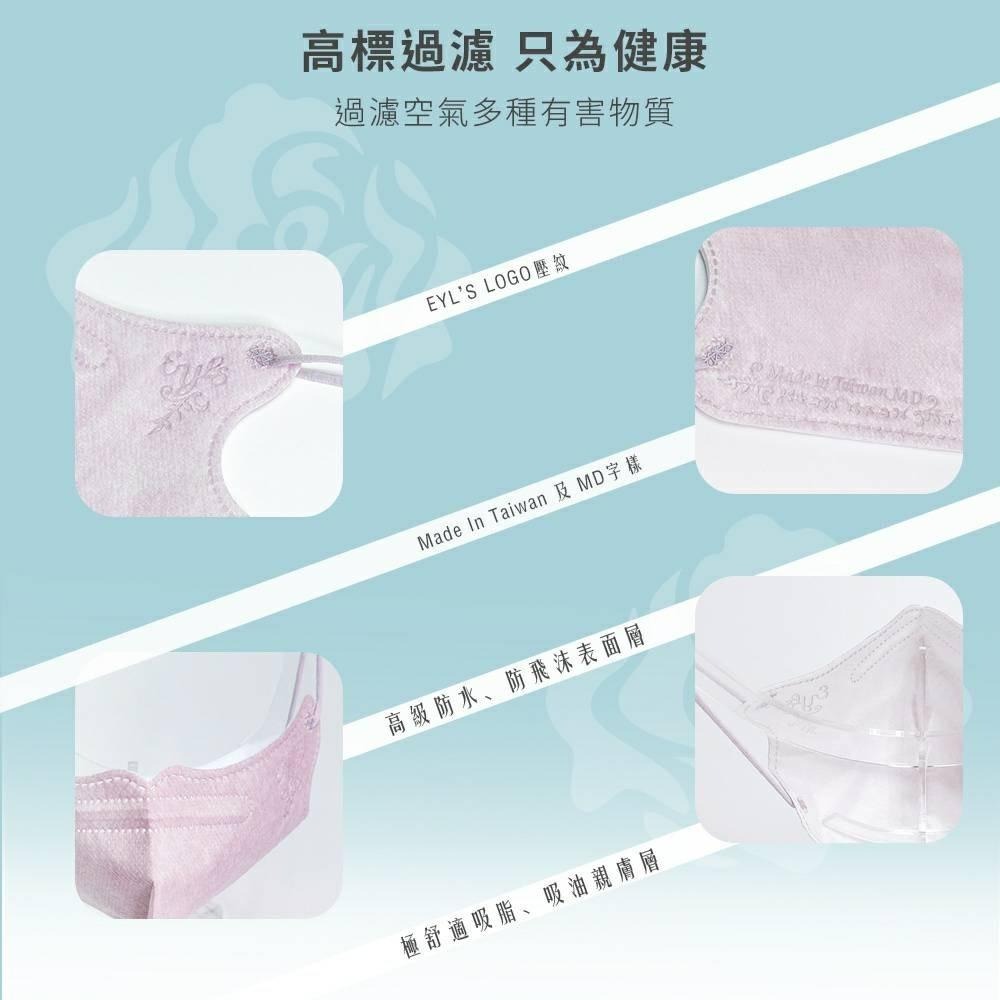 【艾爾絲EYL＇S 成人3D立體醫療口罩】絲質輕柔 30/ 20/ 5入 超絕美 可塑鼻樑條 彈力耳帶 台灣製 醫用口罩-細節圖6