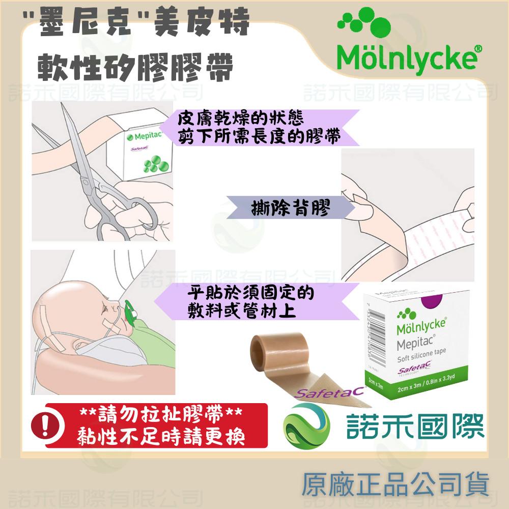【墨尼克 美皮特軟性矽膠膠帶 (未滅菌)】2cmx3m 一捲 MOLNLYCKE MEPITAC 自黏 防水 疤痕 弱敏-細節圖3