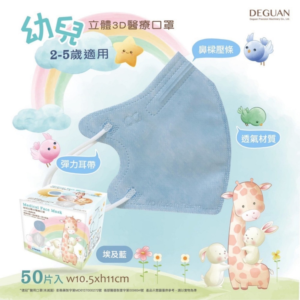 【德冠 3D立體口罩 一般成人/加大】50入 3D口罩 3D成人醫療口罩 加大口罩 大尺寸口罩 超薄口罩 親膚透氣-規格圖8