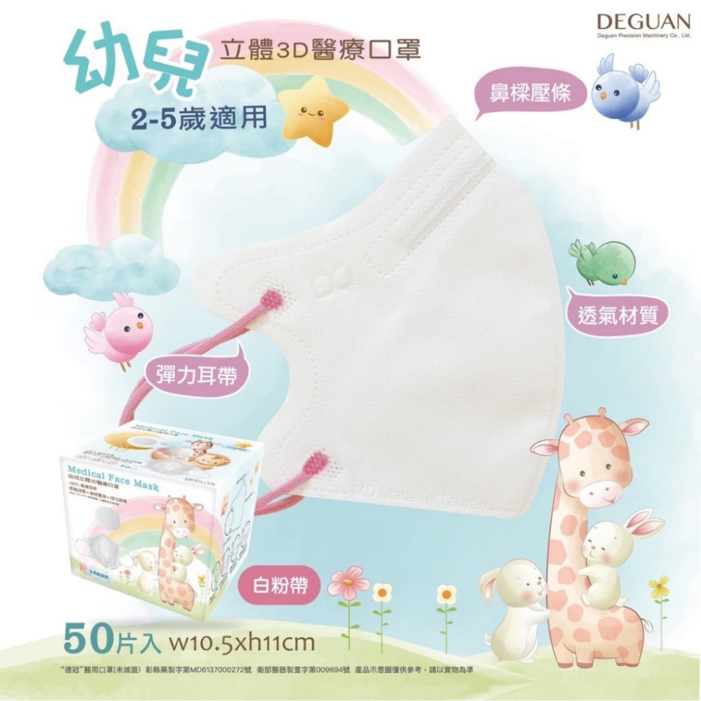 【德冠 3D立體口罩 一般成人/加大】50入 3D口罩 3D成人醫療口罩 加大口罩 大尺寸口罩 超薄口罩 親膚透氣-規格圖8