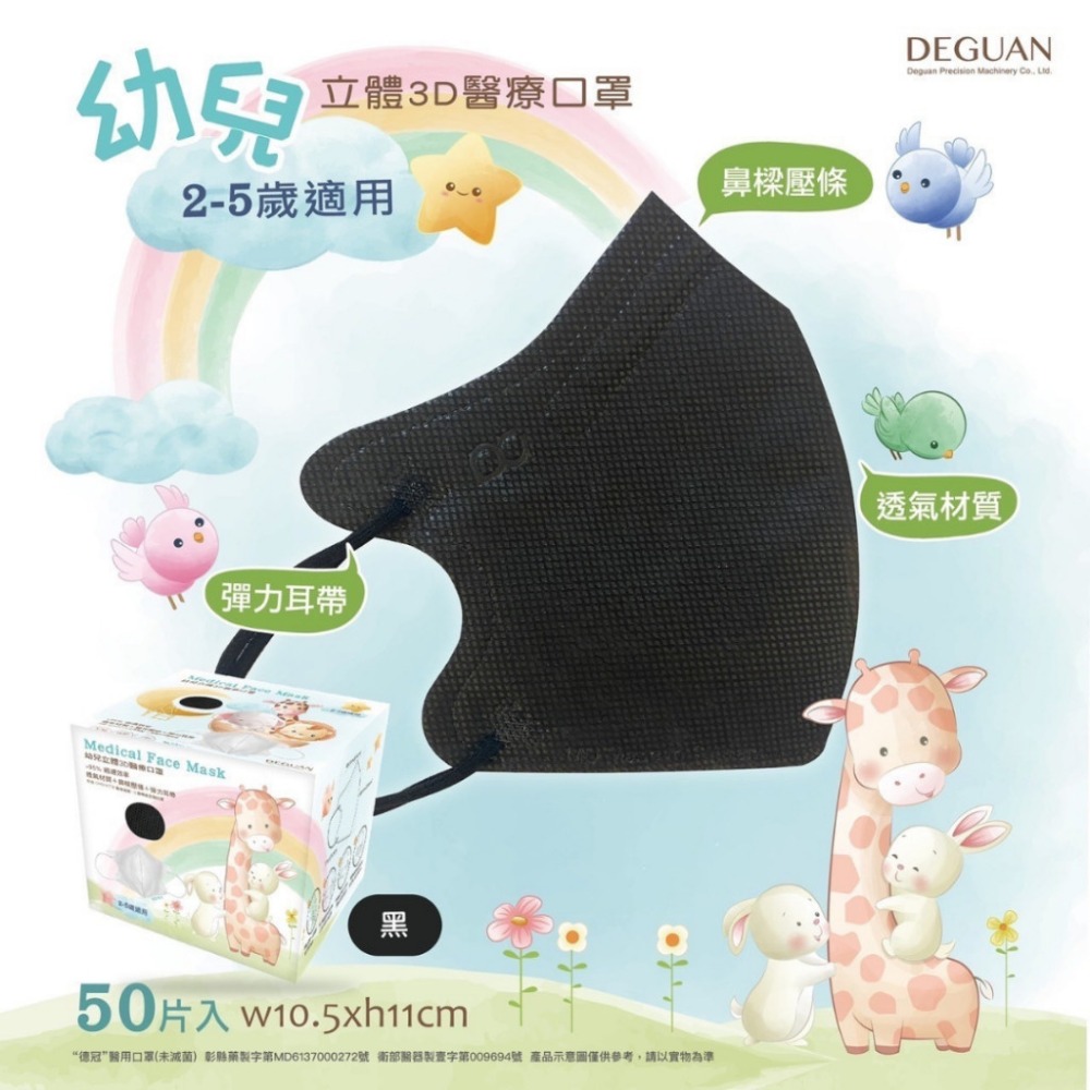 【德冠 3D立體口罩 一般成人/加大】50入 3D口罩 3D成人醫療口罩 加大口罩 大尺寸口罩 超薄口罩 親膚透氣-規格圖8