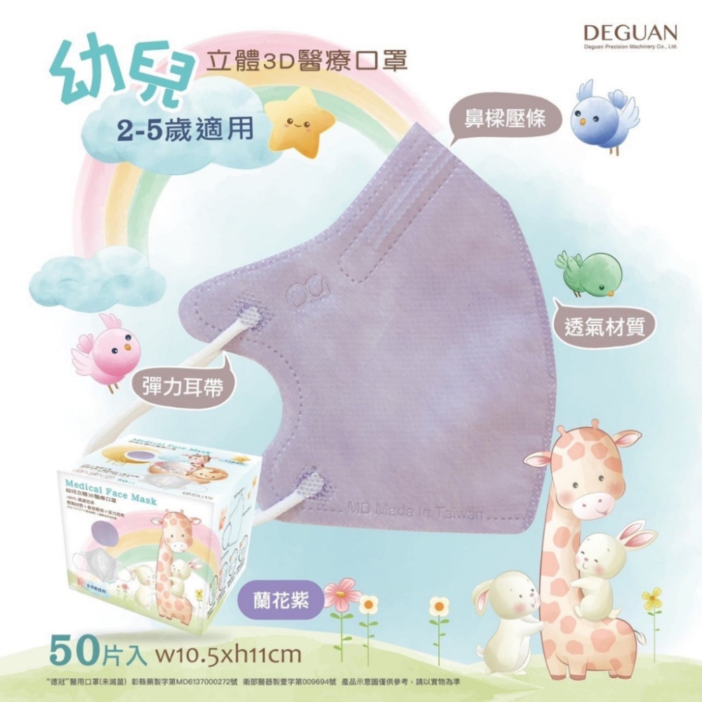 【德冠 3D立體口罩 一般成人/加大】50入 3D口罩 3D成人醫療口罩 加大口罩 大尺寸口罩 超薄口罩 親膚透氣-規格圖8
