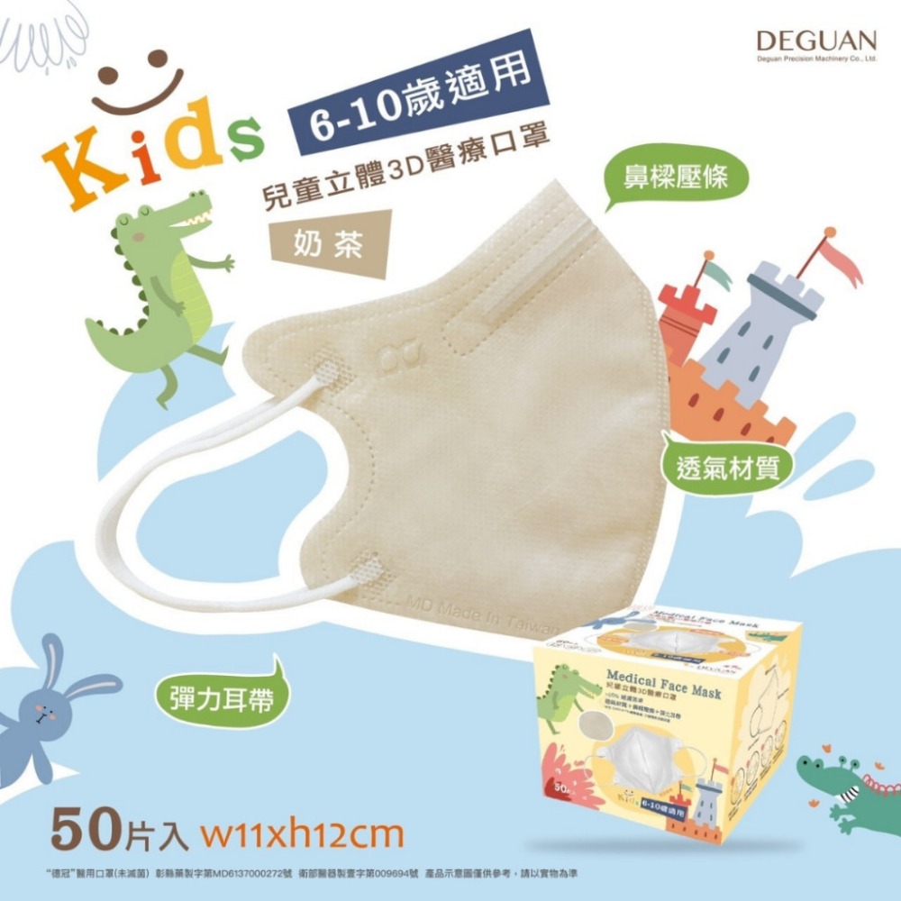 【德冠 3D立體口罩 一般成人/加大】50入 3D口罩 3D成人醫療口罩 加大口罩 大尺寸口罩 超薄口罩 親膚透氣-規格圖8
