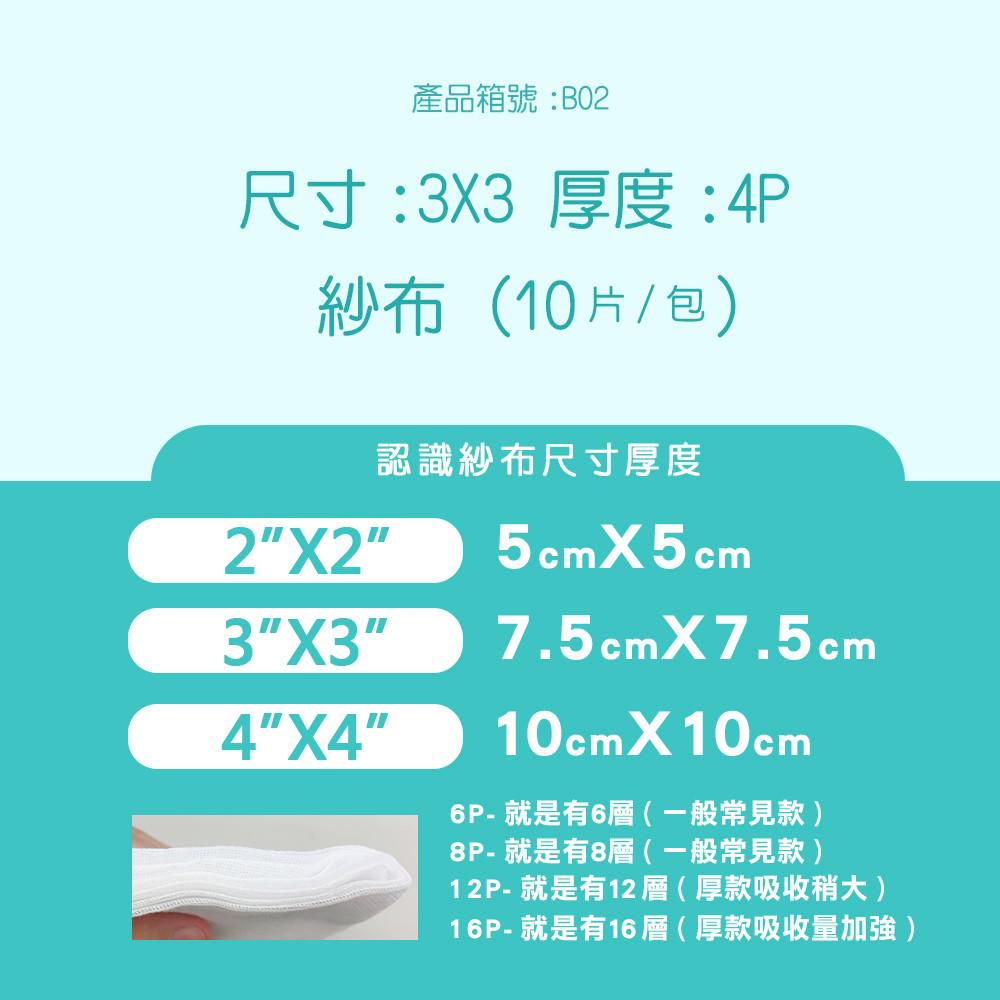 【勤達 滅菌不織布紗布塊】3X3吋 7.5x7.5公分 4層 10片裝 小傷口護理 不織布布料滑順不沾 傷口敷料-細節圖3