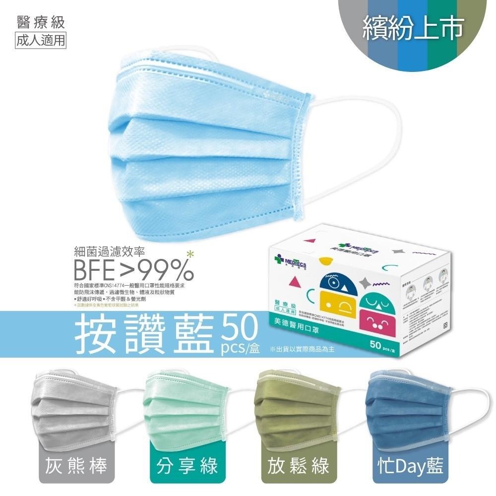 【美德MEDTECS 成人/大童醫用彩色防護口罩】 50片/盒 單入 多色可選 成人醫用口罩 醫療口罩 小臉神器 小臉款-細節圖9