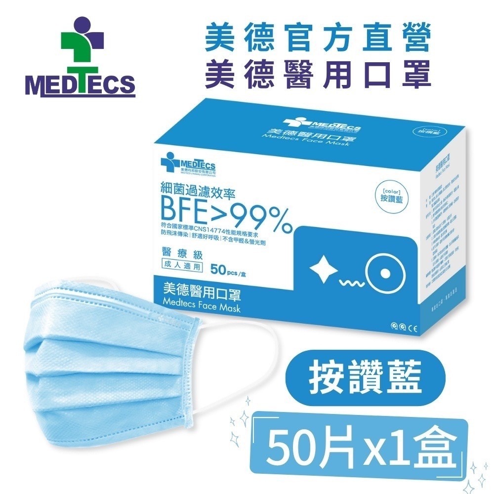 【美德MEDTECS 成人/大童醫用彩色防護口罩】 50片/盒 單入 多色可選 成人醫用口罩 醫療口罩 小臉神器 小臉款-規格圖9