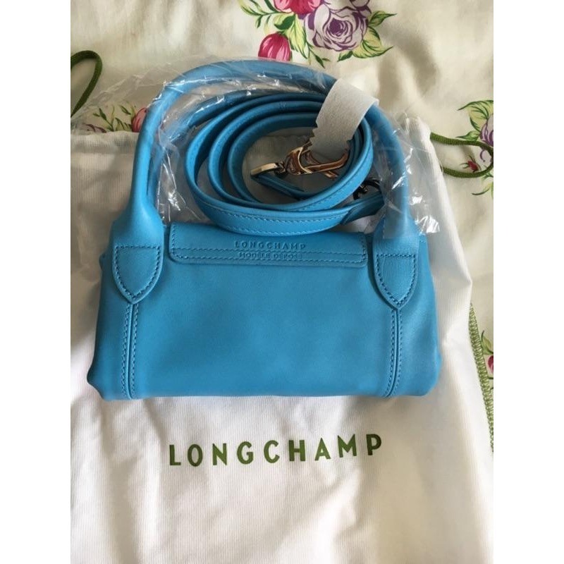 LONGCHAMP小羊皮 斜背包 手提包 手拿包 化妝包 海軍藍 真皮 法國製-細節圖2