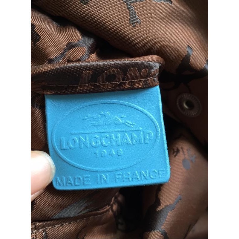 LONGCHAMP小羊皮 斜背包 手提包 手拿包 化妝包 海軍藍 真皮 法國製-細節圖4