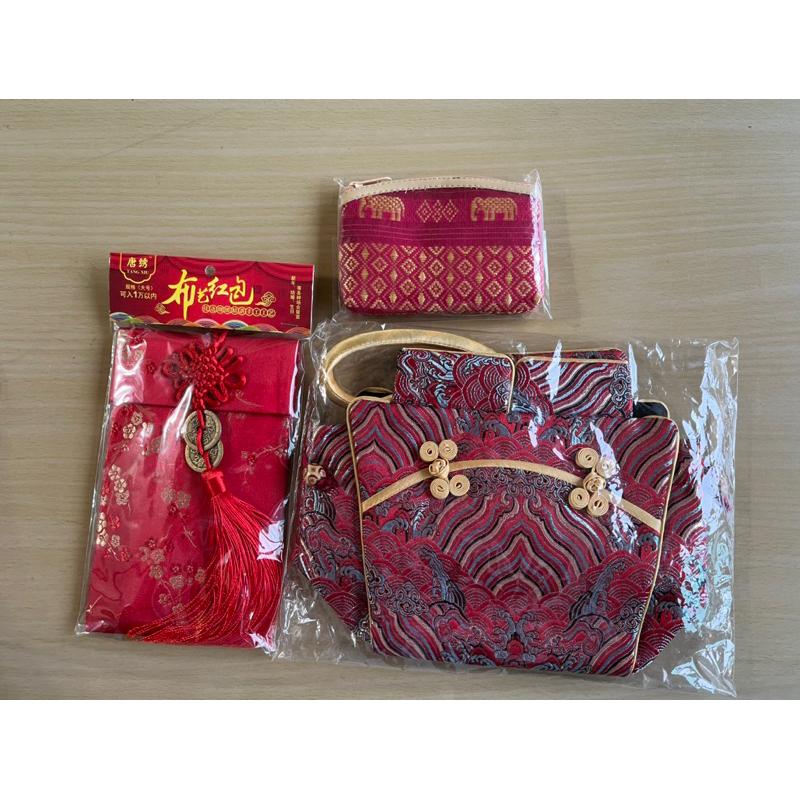 全新 真皮 皮革 牛皮 零錢包 中國風小提包 單提把 紅包 布袋 環保 泰國 大象 小錢包 古風 文藝 漢服 布包-細節圖2