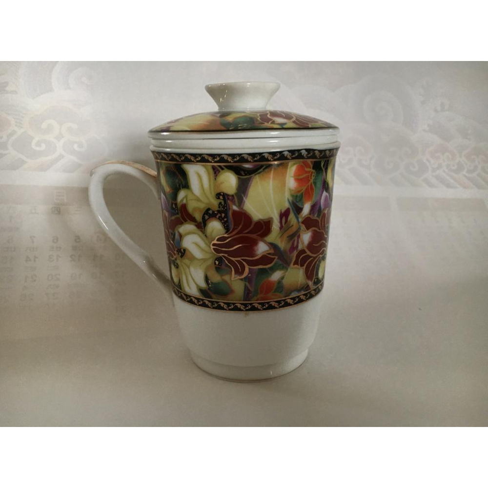 馬克杯 茶杯 附茶蓋 濾茶葉器 深情馬戲團 咖啡優雅杯盤組 咖啡杯 馬克杯 茶杯 水杯 插畫 精緻茶杯盤組-細節圖5