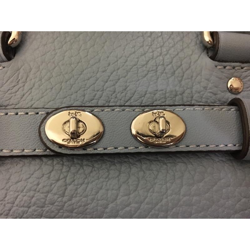 二手 Coach 手提包 MINI BLAKE CARRYALL F37635 小方包 水藍 蒂芬尼藍 真皮 牛皮-細節圖5