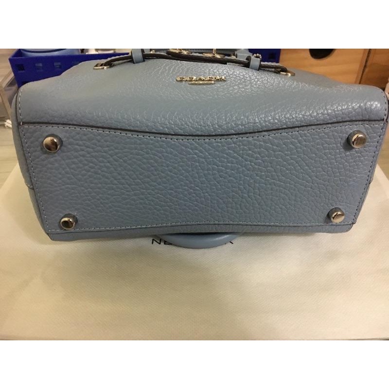 二手 Coach 手提包 MINI BLAKE CARRYALL F37635 小方包 水藍 蒂芬尼藍 真皮 牛皮-細節圖8