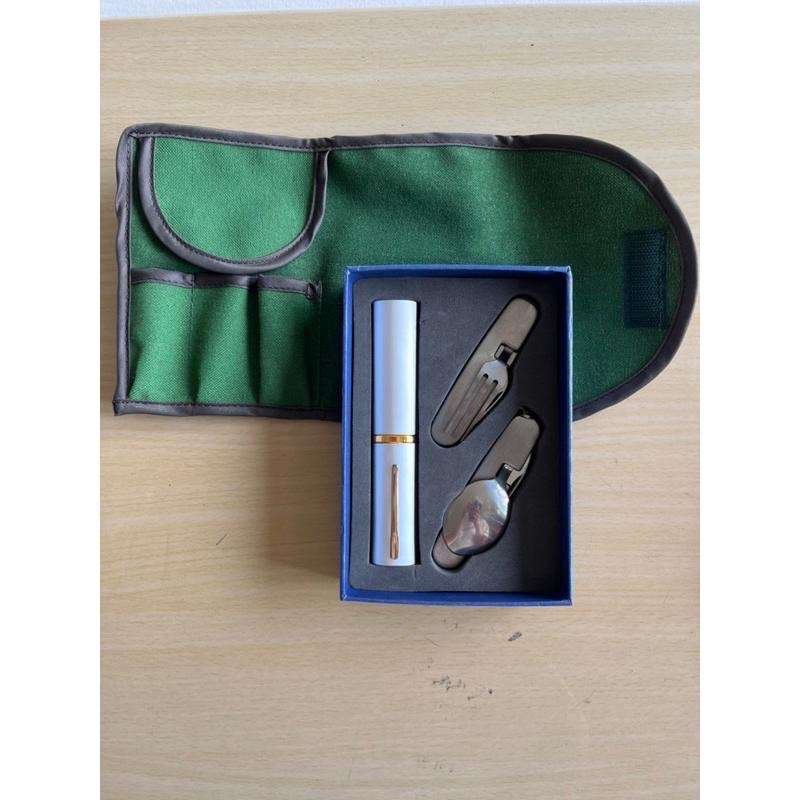 不鏽鋼折疊套杯 套杯 湯匙 登山 露營 燈 手電筒 緊急照明 led 環保餐具 筷子 湯匙 叉子 露營餐具包-細節圖7