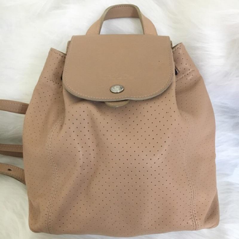 Longchamp LE PLIAGE LEDER 小羊皮 真皮 後背包  2018限定徽章折疊包-細節圖2