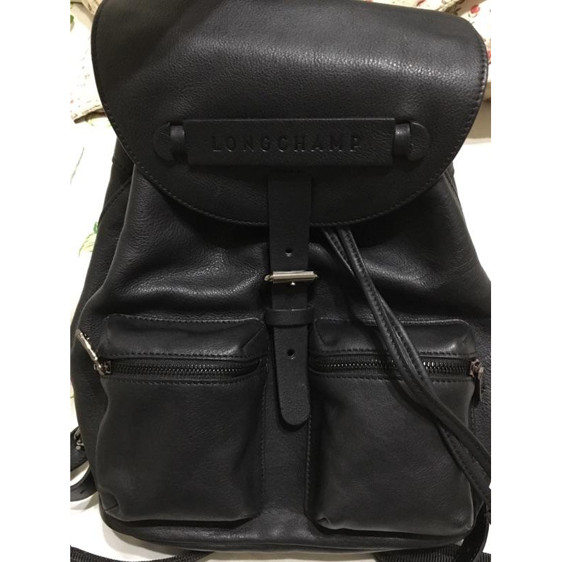 全新 Longchamp 經典3D系列Logo 壓印牛皮後背包-細節圖3