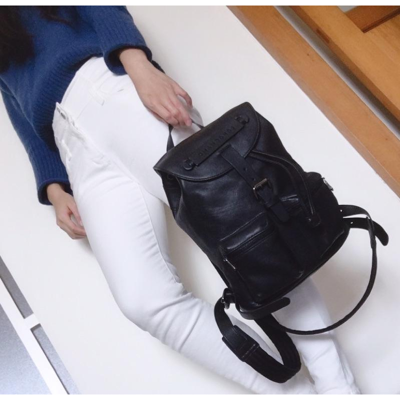 全新 Longchamp 經典3D系列Logo 壓印牛皮後背包-細節圖9