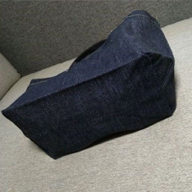 🍀HAO🍀日常百搭牛仔帆布手提包 ins簡約手拎袋 上班零食便當包(B07)-細節圖2