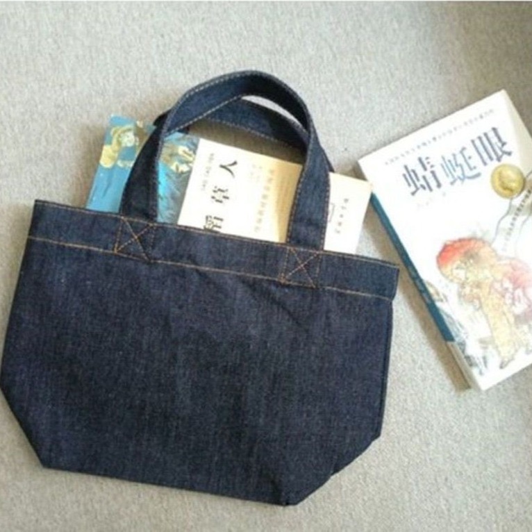 🍀HAO🍀日常百搭牛仔帆布手提包 ins簡約手拎袋 上班零食便當包(B07)-細節圖4