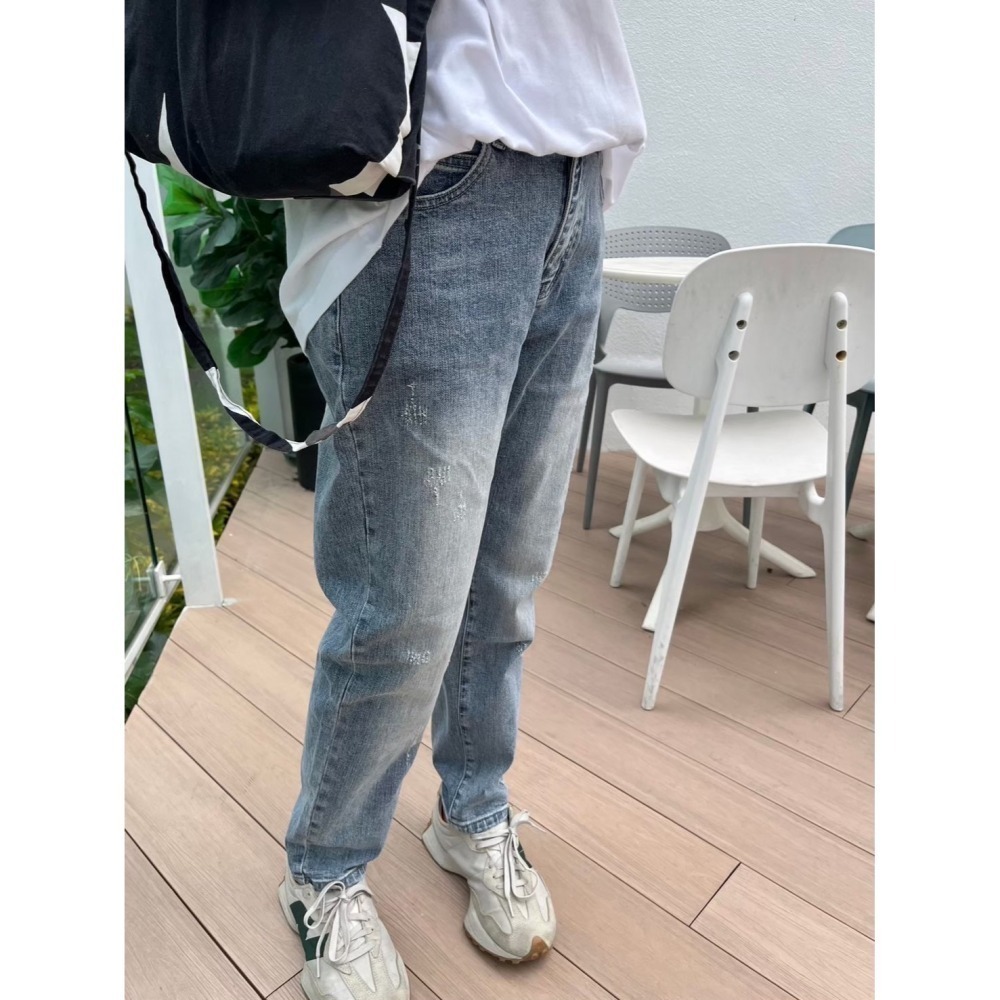 ** 台灣現貨 ** 揪in 藍灰色男友褲 男友褲 藍灰色 復古色 彈性棉質 重磅牛仔 台灣自有品牌-細節圖5