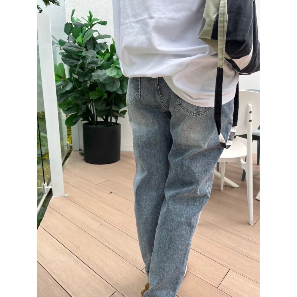** 台灣現貨 ** 揪in 藍灰色男友褲 男友褲 藍灰色 復古色 彈性棉質 重磅牛仔 台灣自有品牌-細節圖6