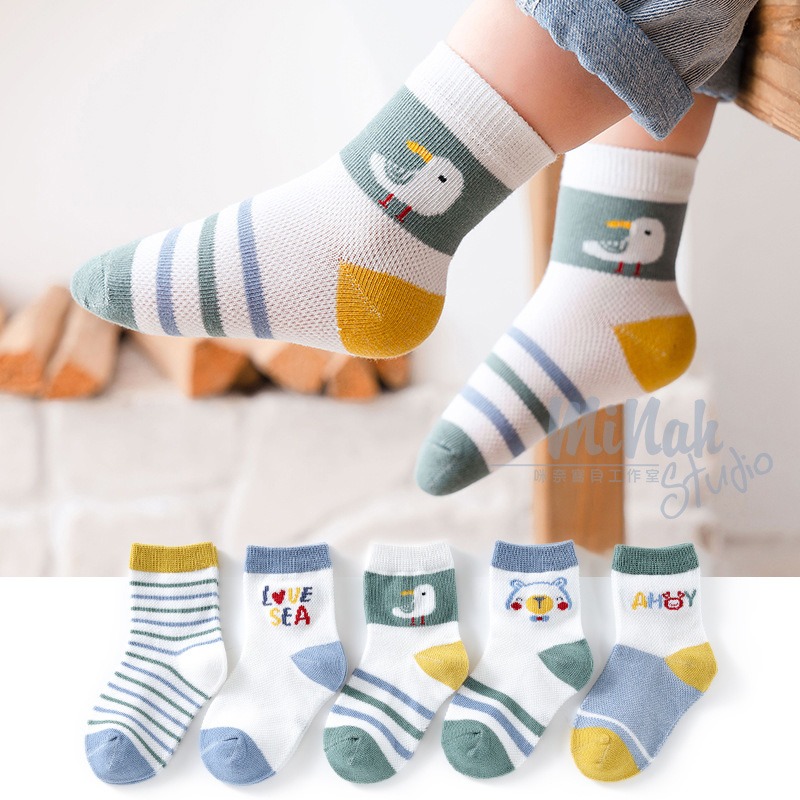 【現貨當日出貨✨】五入一組 嬰兒襪子 網眼襪 中筒襪 韓版嬰幼兒襪 男童襪 女童襪 寶寶襪 可愛襪子-細節圖10