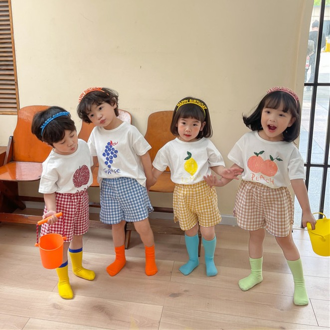【現貨當日出貨✨】韓版小童衣服 兩件套 夏日繽紛水果套裝 居家 姊弟裝 兄妹裝 春夏裝 ins-細節圖3