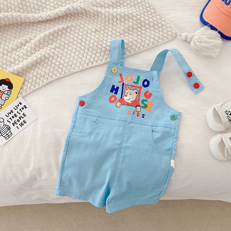 【現貨當日出貨✨】韓版小童衣服 兩件套 帥氣小熊吊帶褲 連身褲 吊帶褲 春夏裝 ins-細節圖4