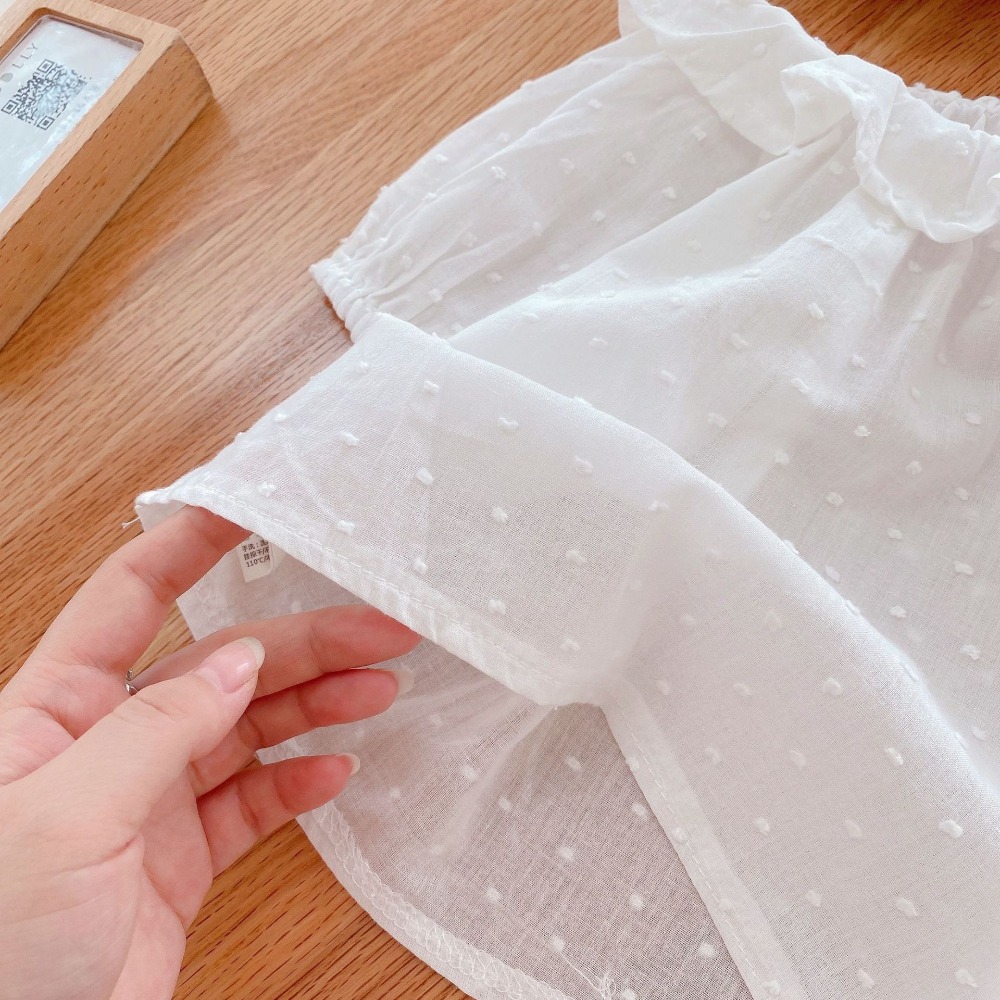 【現貨當日出貨✨】韓版小童衣服 三件套 送髮帶 蓬蓬袖荷葉領 褲裙 洋裝 女童 短袖 可愛衣服 女童 春夏裝 ins-細節圖3