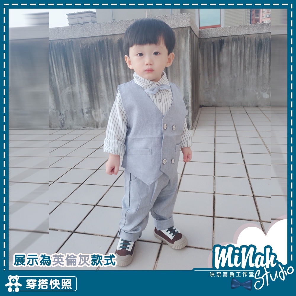 【現貨當日出貨✨】韓版小童裝 英倫三件套 男童裝 紳士裝 花童 喜酒 韓系 長袖 長褲 帥氣 可愛 春秋裝 ins-細節圖5